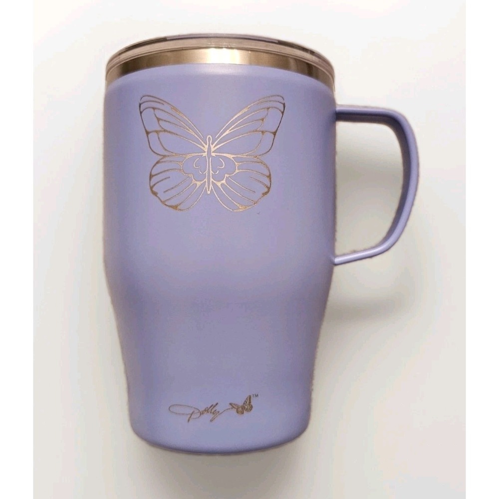 Dolly Parton Butterfly 20 Oz Tumbler Periwinkle Blue Travel Mug + Lid NEW